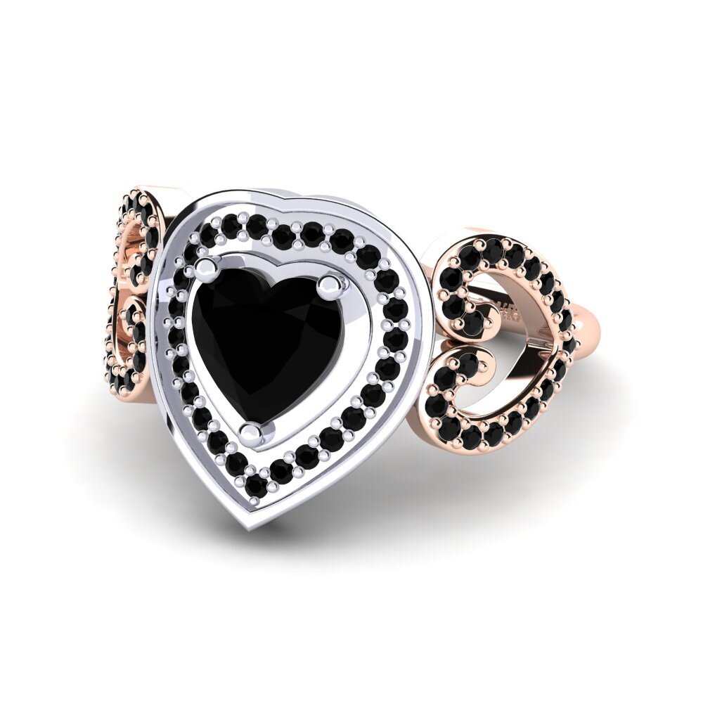9ct Rose & White Gold Black Diamond Ring Anisah