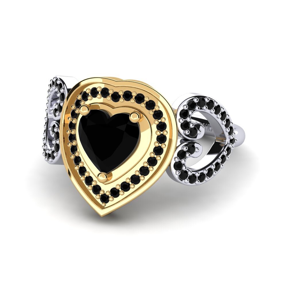 18ct White & Yellow Gold Black Diamond Ring Anisah