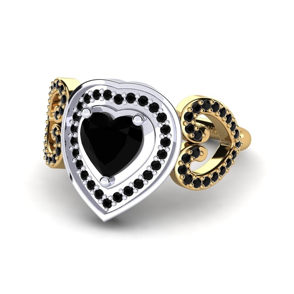 18ct Yellow & White Gold Black Diamond Ring Anisah