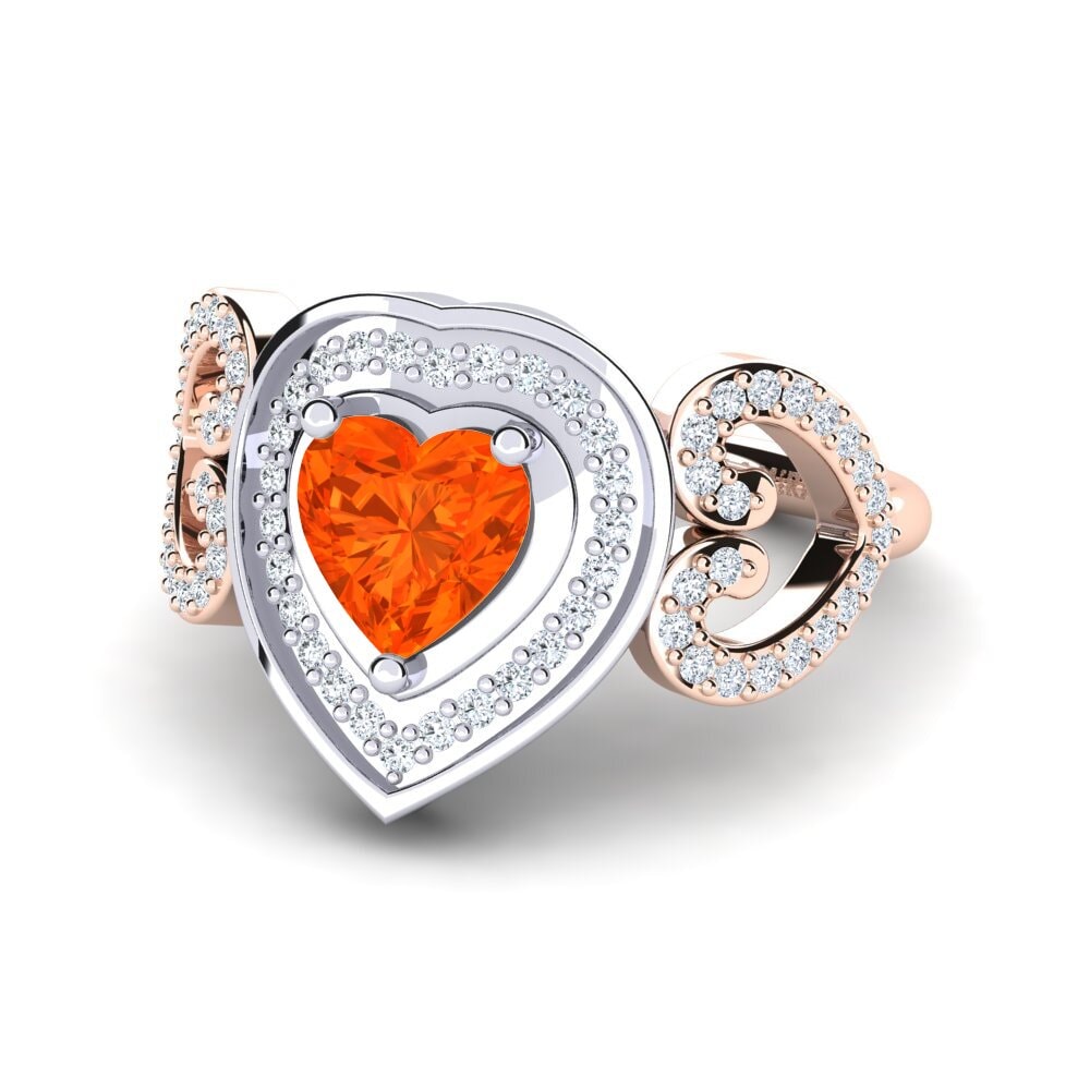 14ct Rose & White Gold Fire Opal Ring Anisah