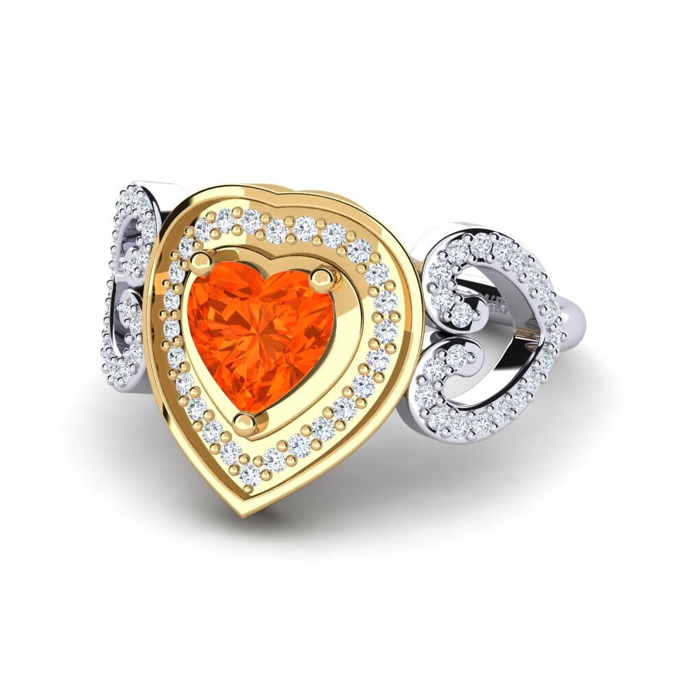 9ct White & Yellow Gold Fire Opal Ring Anisah