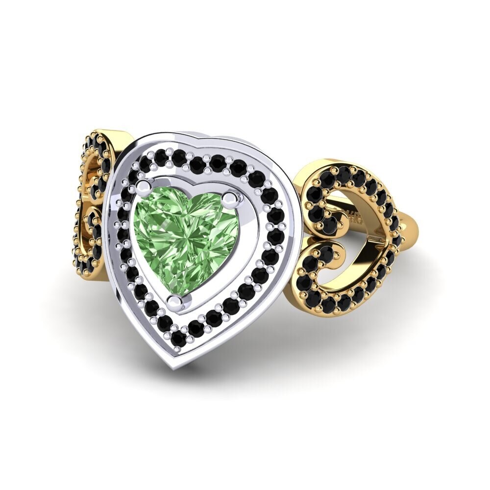 18ct Yellow & White Gold Green Diamond Ring Anisah