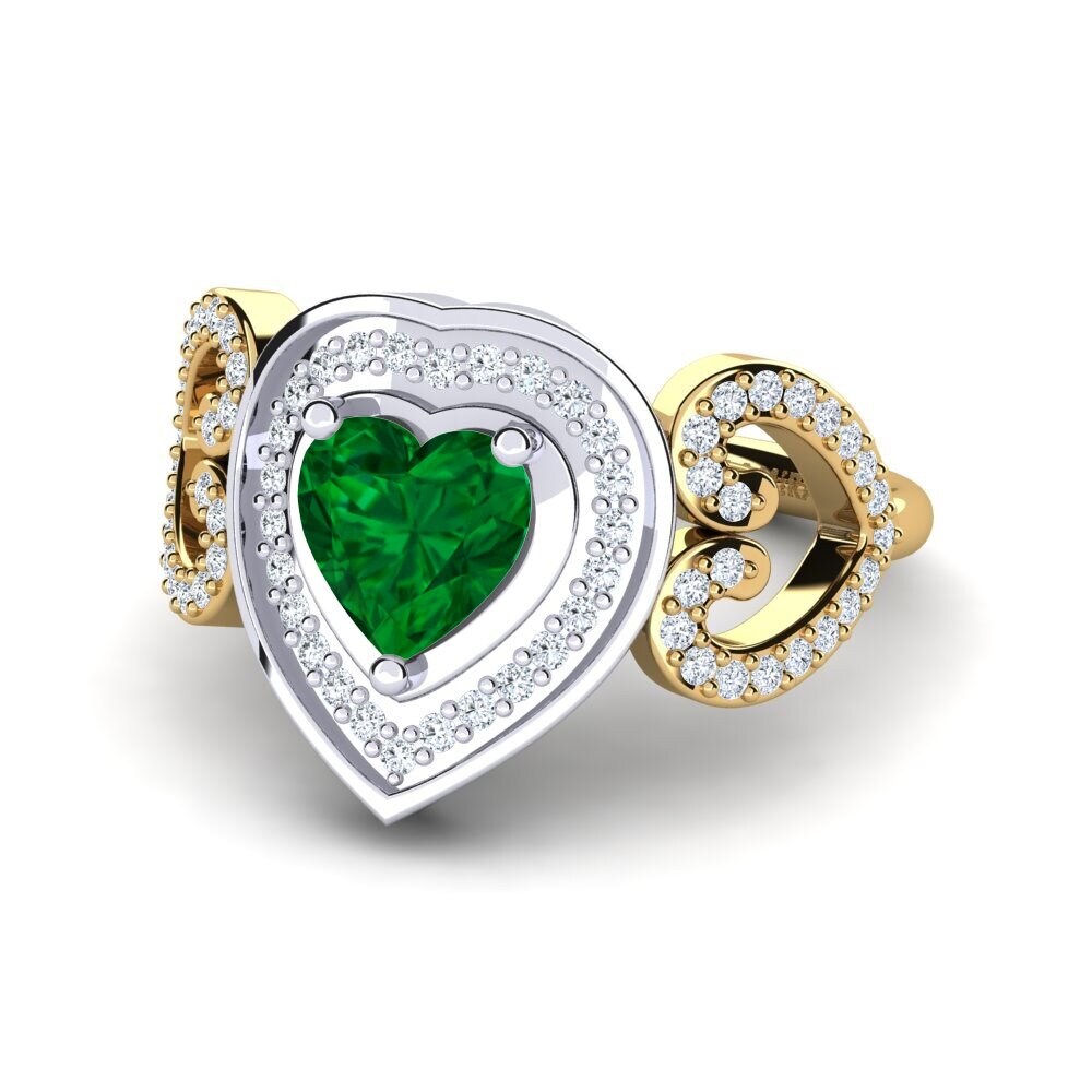 18ct Yellow & White Gold Emerald (Lab Created) Ring Anisah