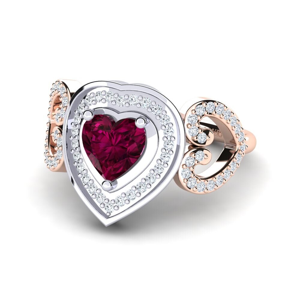 18ct Rose & White Gold Rhodolite Garnet Ring Anisah