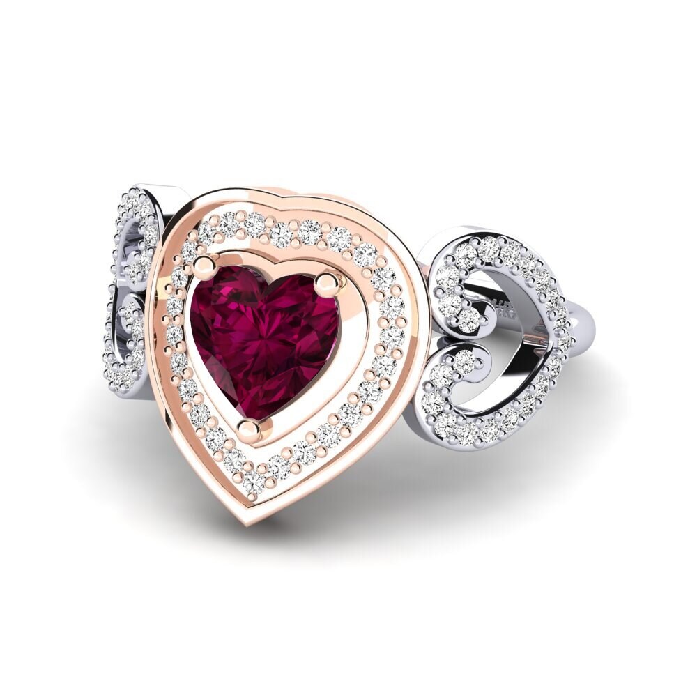 14k Oro Blanco & Rosa Granate Rhodolite Anillo Anisah