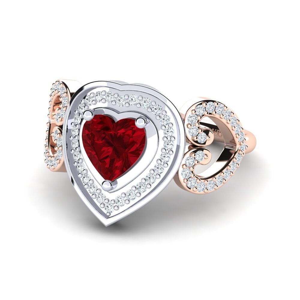 9ct Rose & White Gold Red Zirconia Ring Anisah