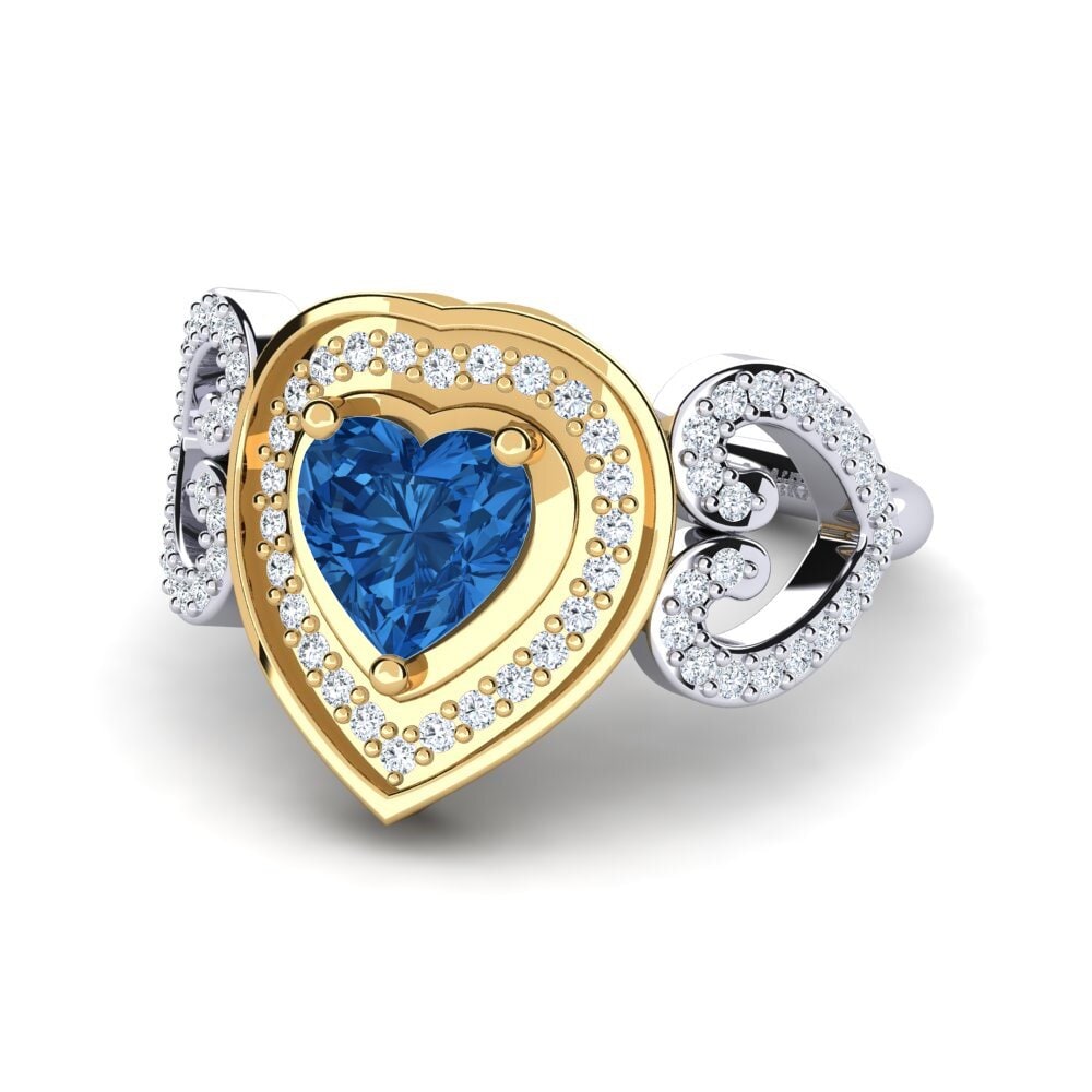 14ct White & Yellow Gold Dark Blue Zirconia Ring Anisah