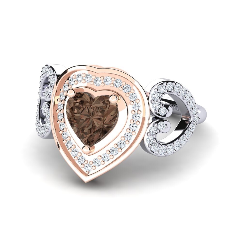 9ct White & Rose Gold Smoky Quartz Ring Anisah
