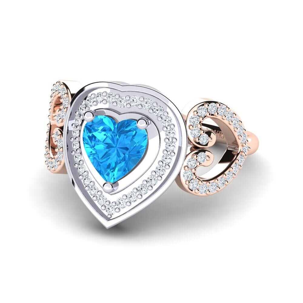 18ct Rose & White Gold Blue Topaz Ring Anisah