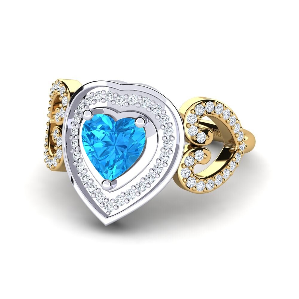 18ct Yellow & White Gold Blue Topaz Ring Anisah