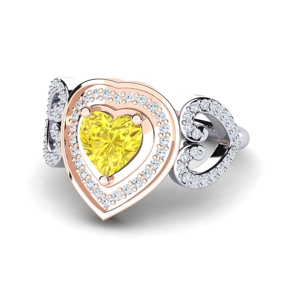 14ct White & Rose Gold Yellow Sapphire Ring Anisah