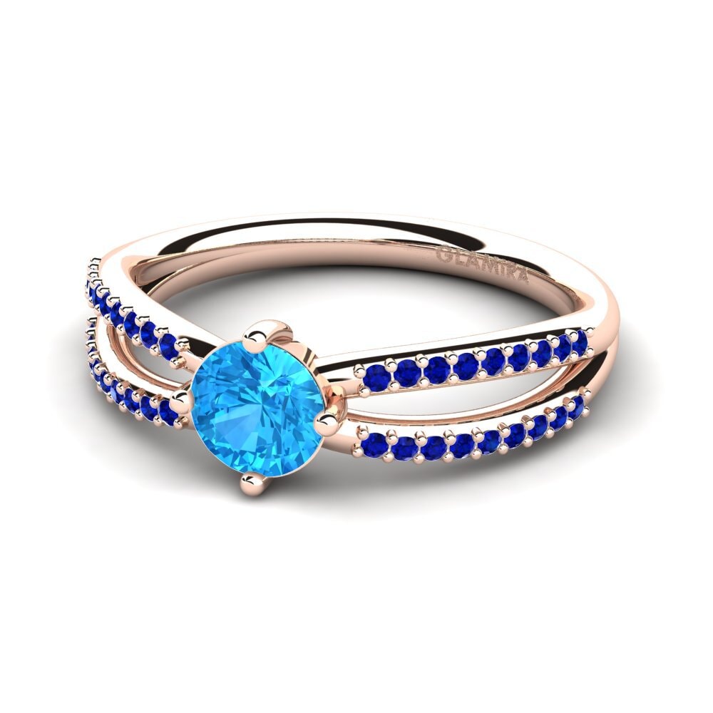 Topacio azul Anillo de compromiso Aniyalise