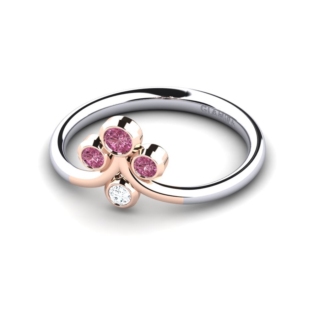 14k Oro Blanco & Rosa Granate Rhodolite Anillo Anjeliz