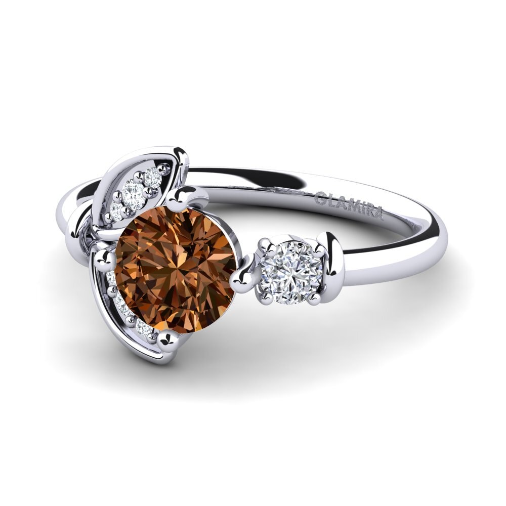 950 Platinum Brown Diamond Ring Anmolika