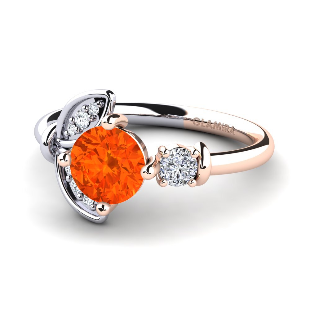 14ct Rose & White Gold Fire Opal Ring Anmolika