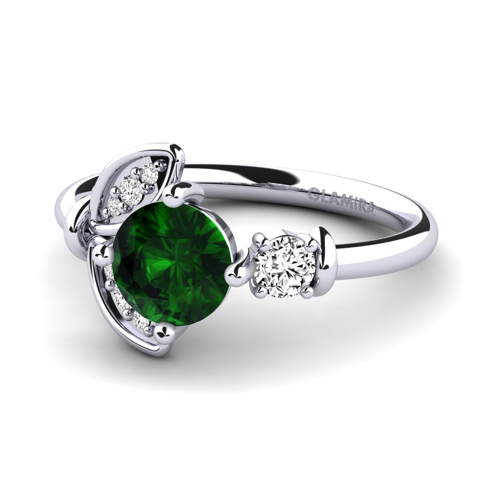 950 Platinum Green Tourmaline Ring Anmolika