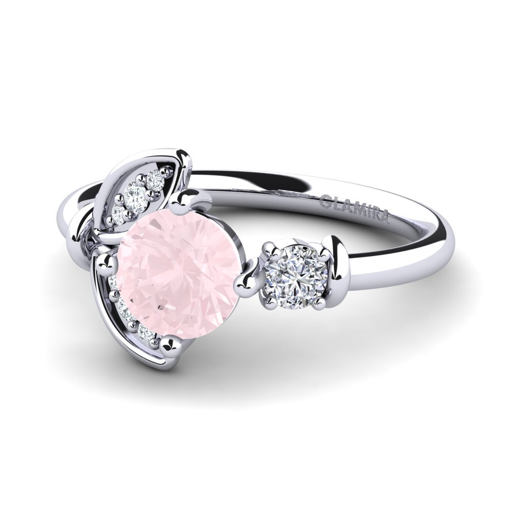 Or Blanc 9k Quartz Rose Bague Anmolika
