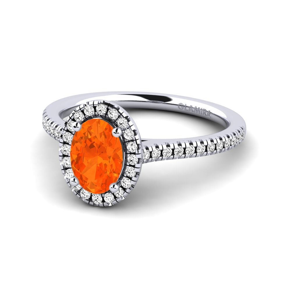 Ovalado Ópalo Fuego Anillo de compromiso Anni 0.66 crt
