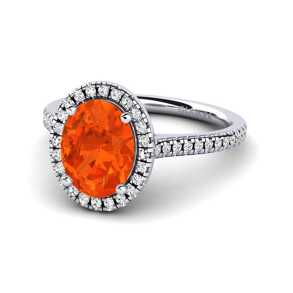Ovalado Ópalo Fuego Anillo de compromiso Anni 1.62 crt