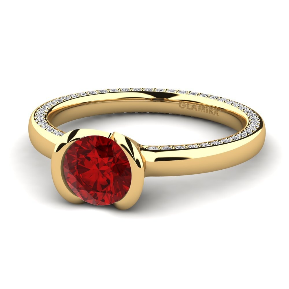 Rubí (Creado en laboratorio) Anillo de compromiso Annora