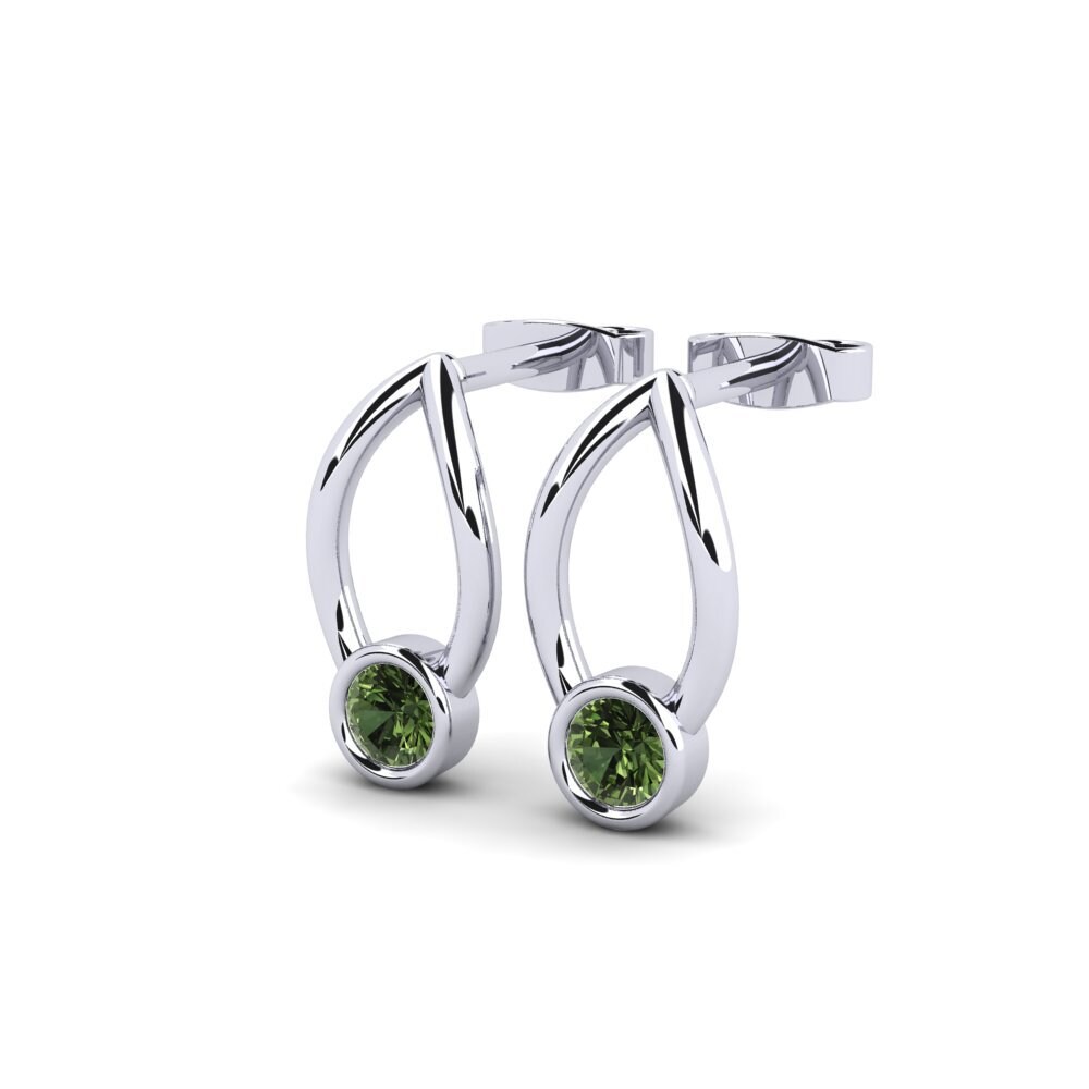 18k Oro Blanco Zafiro Verde Pendiente de mujer Anorthite
