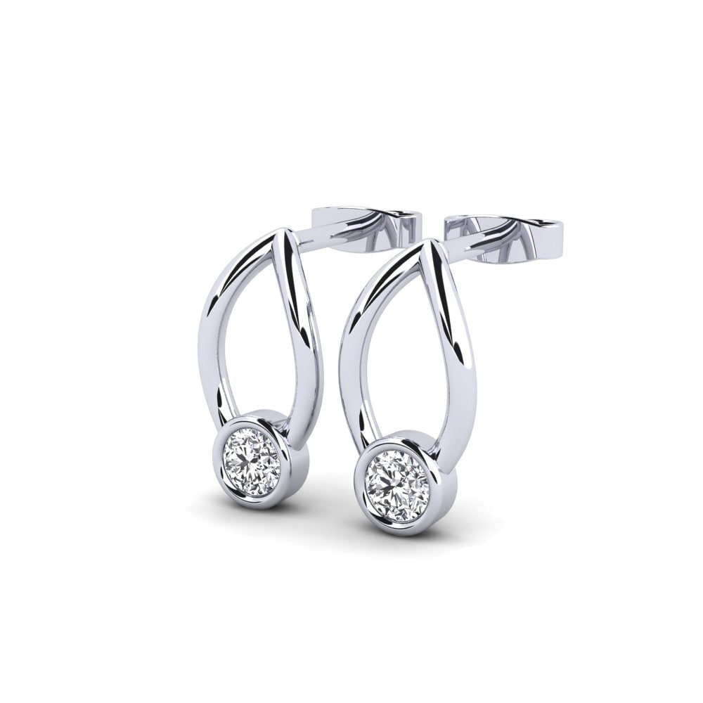 18k Oro Blanco Diamante cultivado en laboratorio Pendiente de mujer Anorthite