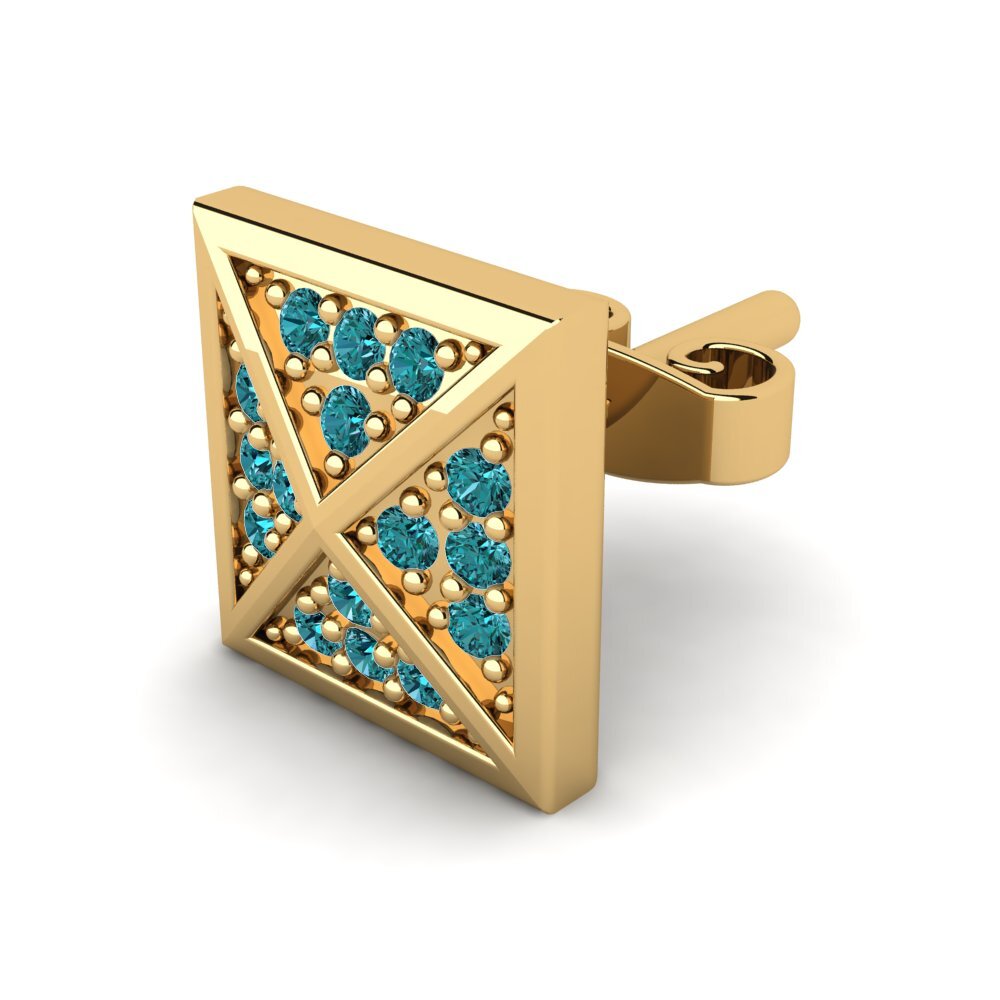 9k Oro Amarillo Diamante Azul Pendiente para hombre Anthony