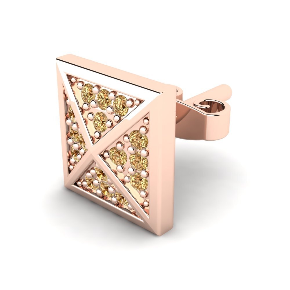 585 Červené zlato Hnědý diamant Pánské náušnice Anthony