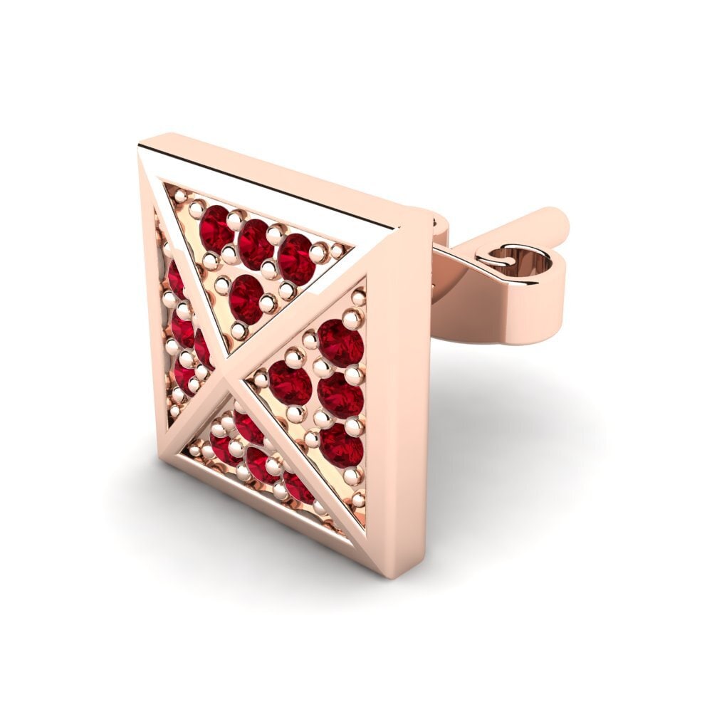 14k Oro Rosa Circonita Roja Pendiente para hombre Anthony