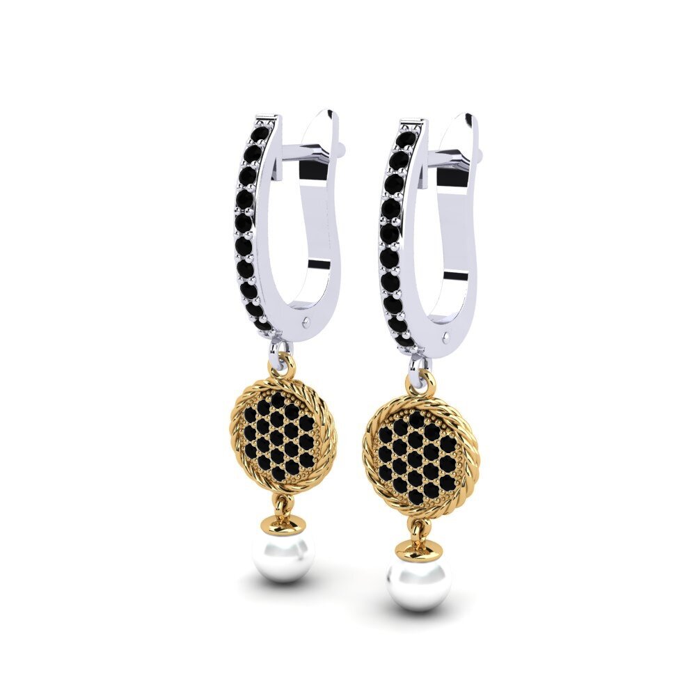 9ct Yellow & White Gold Black Diamond Women's Earring Antonietta