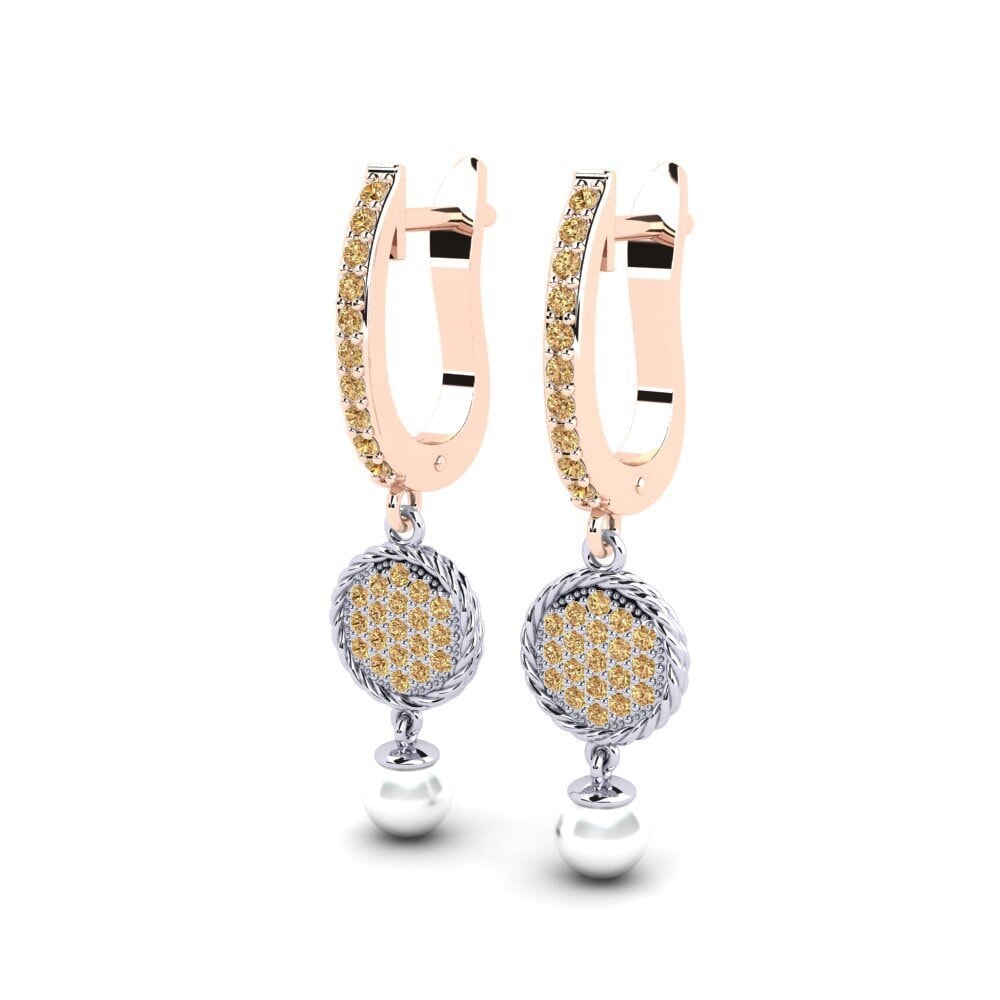9ct White & Rose Gold Brown Diamond Women's Earring Antonietta