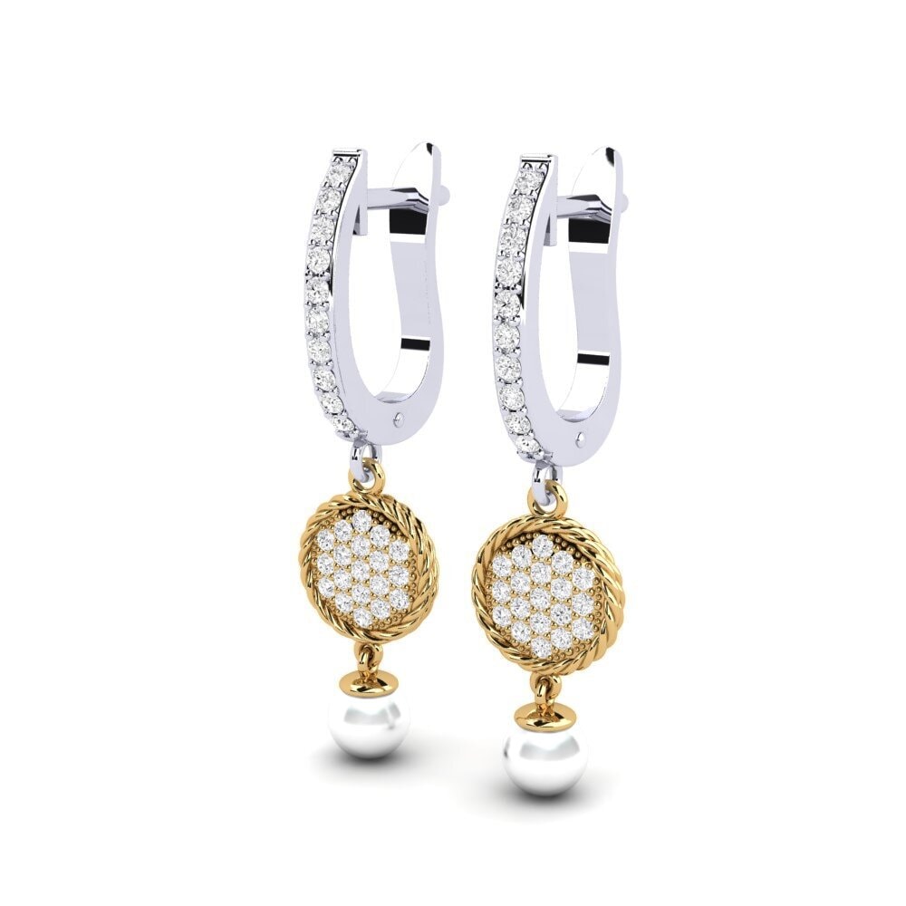 14k Oro Amarillo & Blanco Zafiro blanco Pendiente de mujer Antonietta
