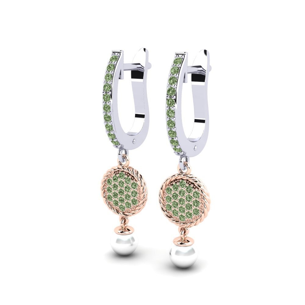 9k Oro Rosa & Blanco Diamante Verde Pendiente de mujer Antonietta