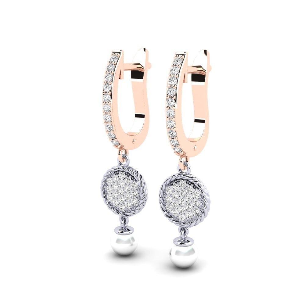 14ct White & Rose Gold Moissanite Women's Earring Antonietta