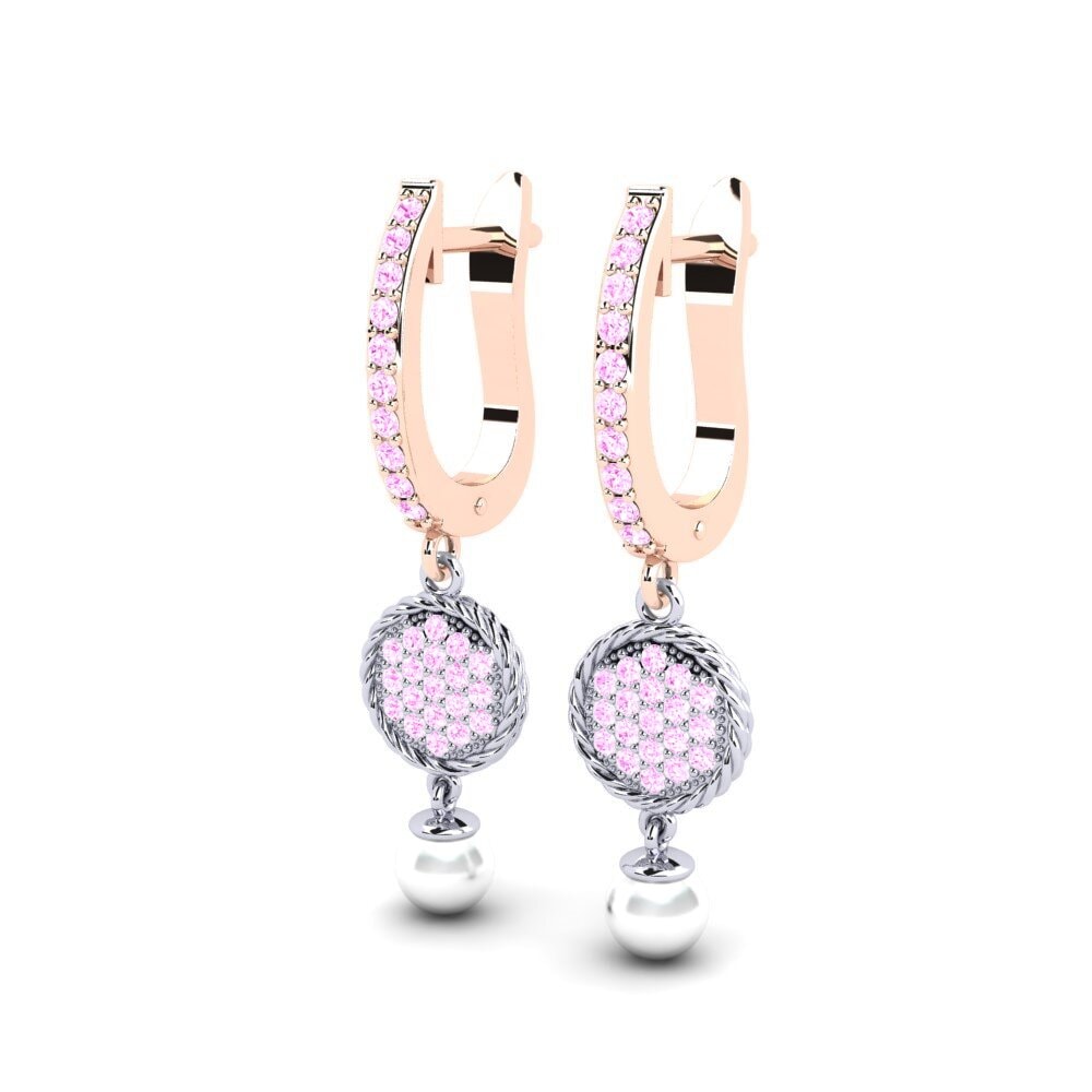 14k Oro Blanco & Rosa Zafiro Rosado Pendiente de mujer Antonietta