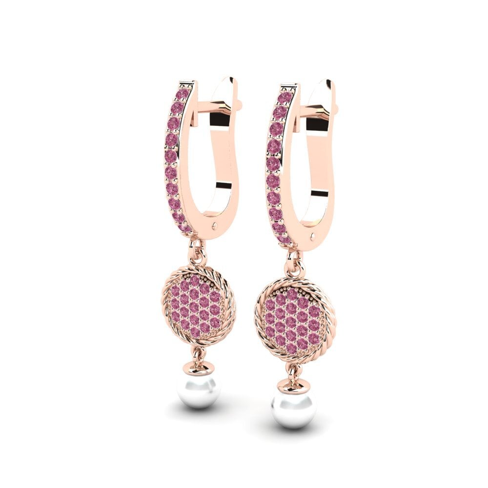 14k Oro Rosa Granate Rhodolite Pendiente de mujer Antonietta