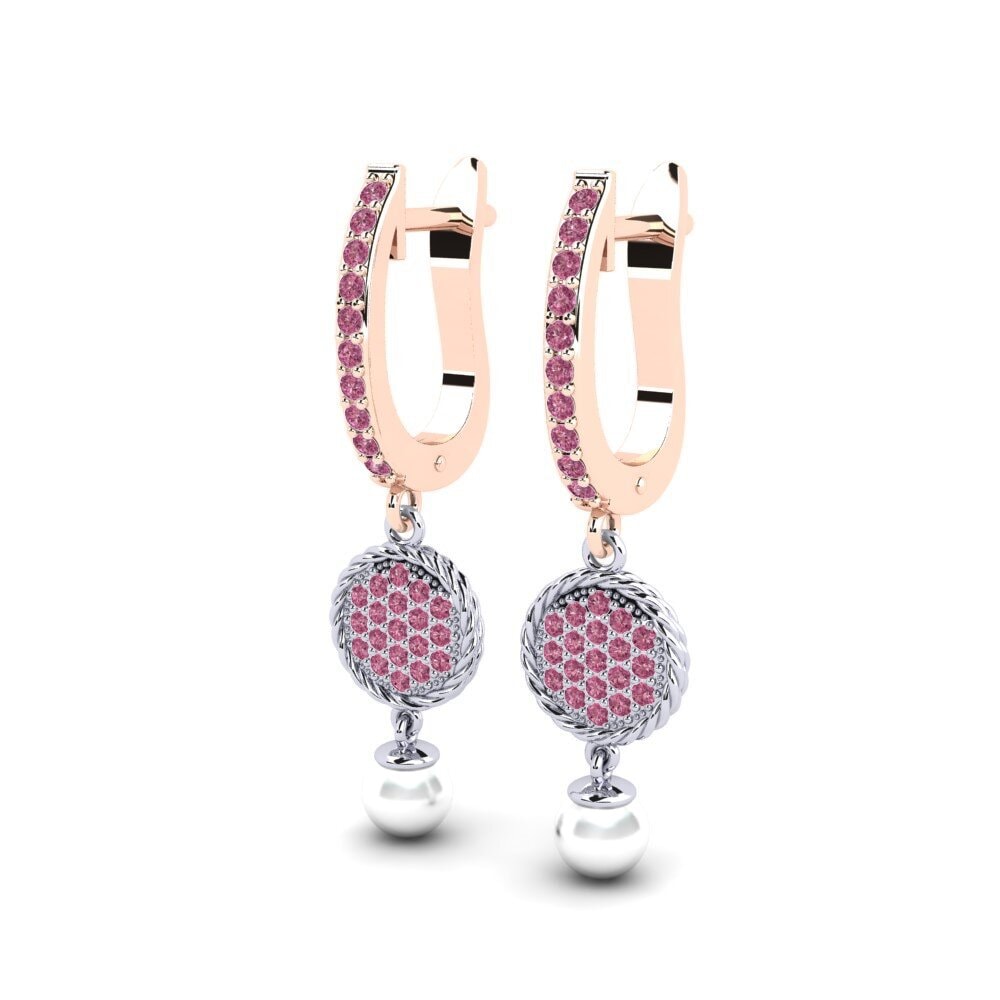 9ct White & Rose Gold Rhodolite Garnet Women's Earring Antonietta