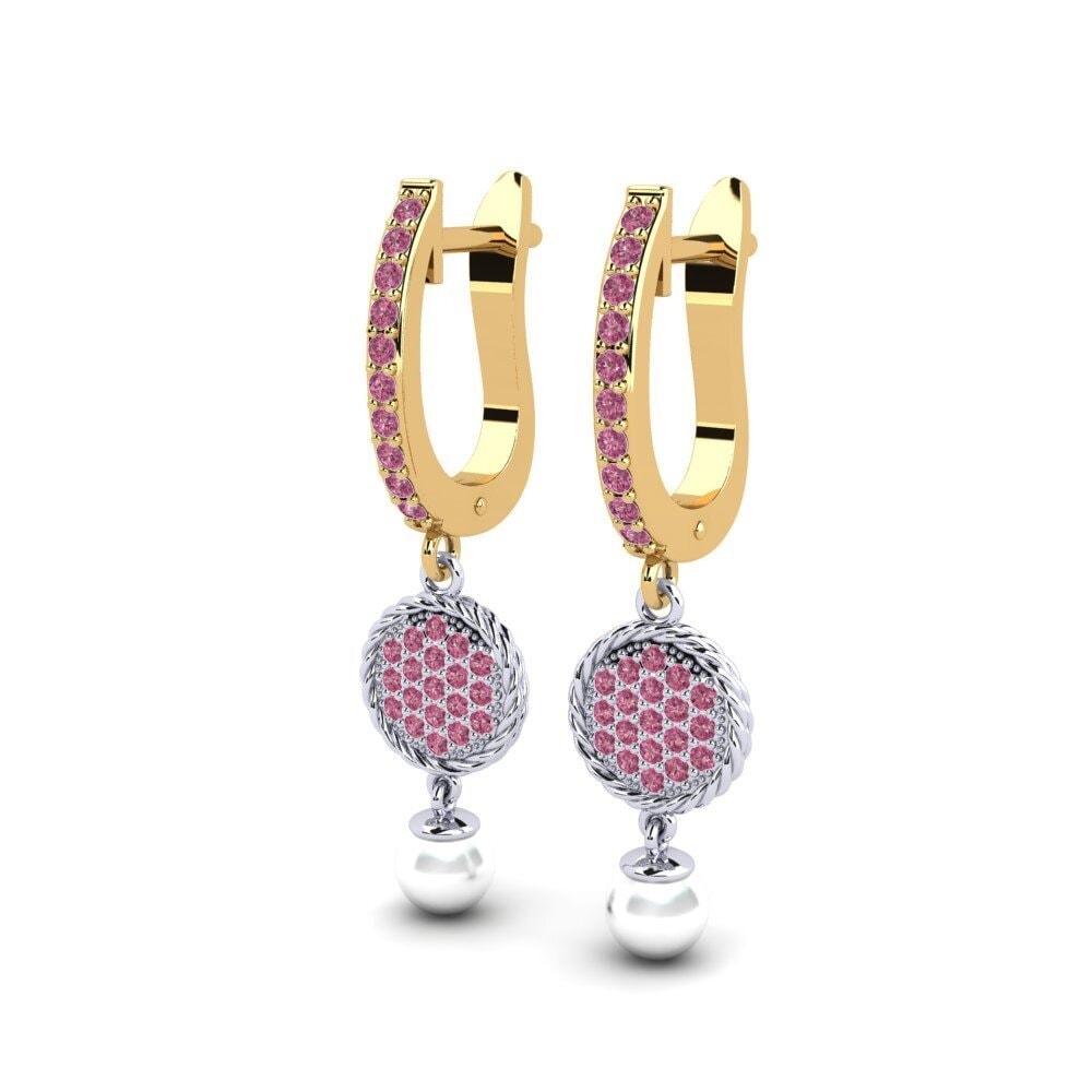 9ct White & Yellow Gold Rhodolite Garnet Women's Earring Antonietta