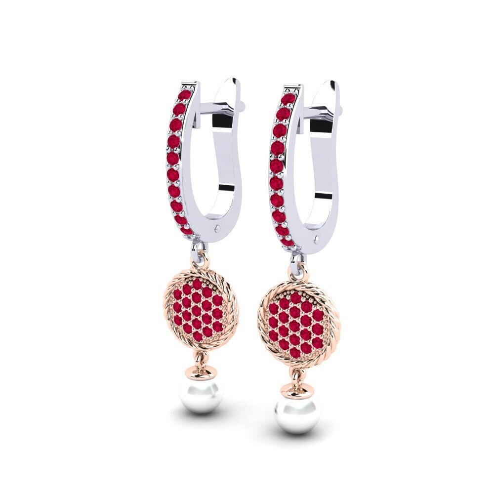 9k Oro Rosa & Blanco Rubí Pendiente de mujer Antonietta