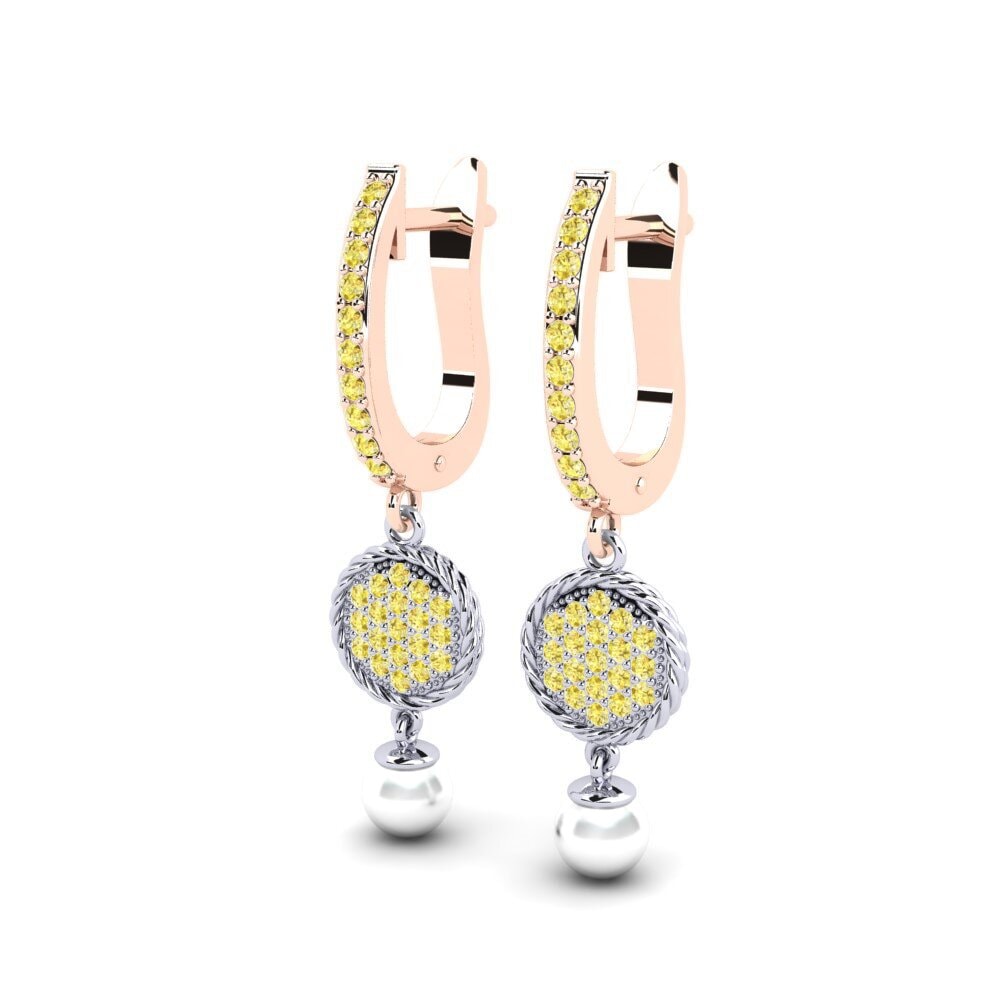14ct White & Rose Gold Yellow Sapphire Women's Earring Antonietta