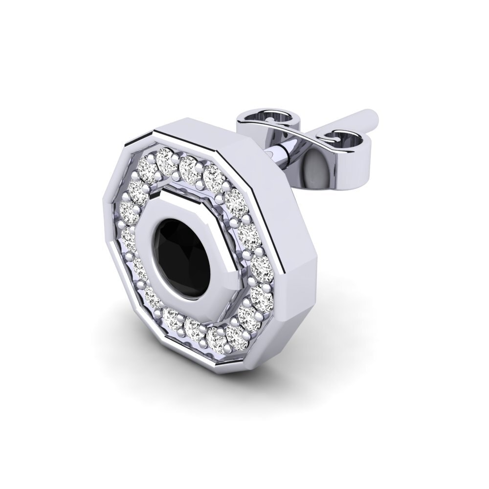 14k Oro Blanco Ónix Negro Pendiente para hombre Antonius