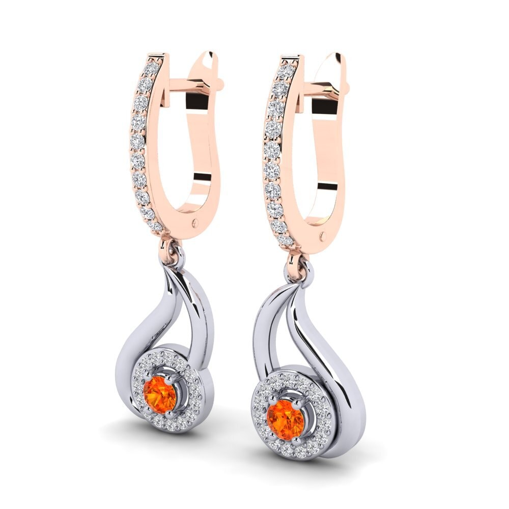 9K White & Rose Gold Orange Sapphire Earring Antwan
