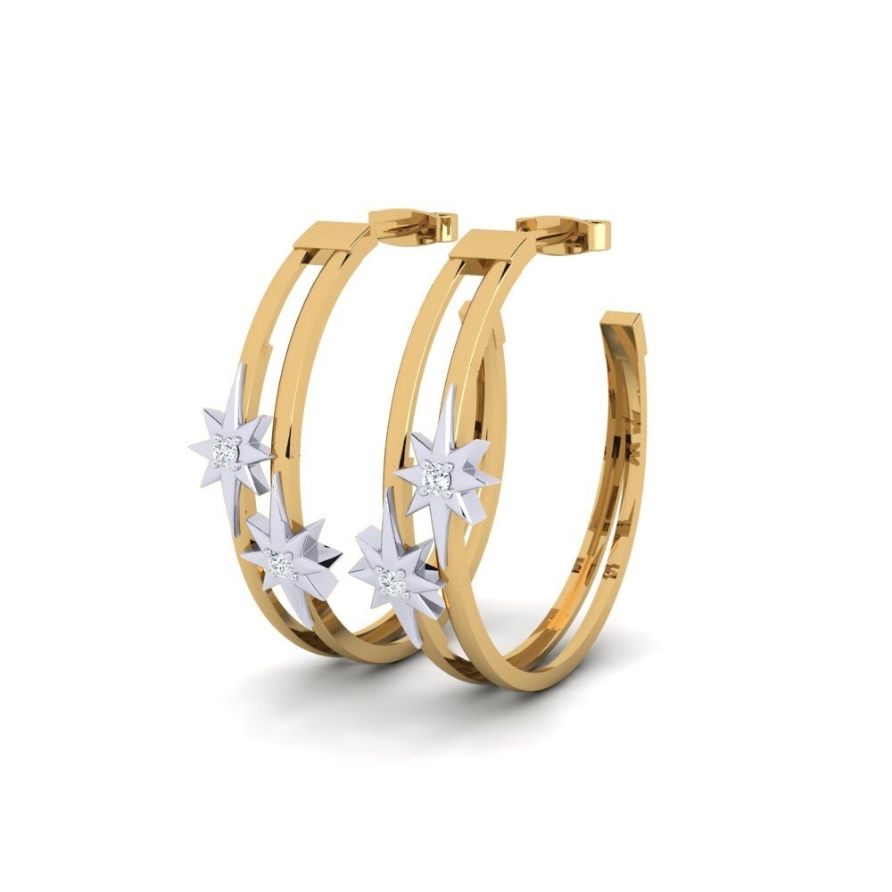 14k Oro Amarillo/Blanco Pendiente de mujer Aoka