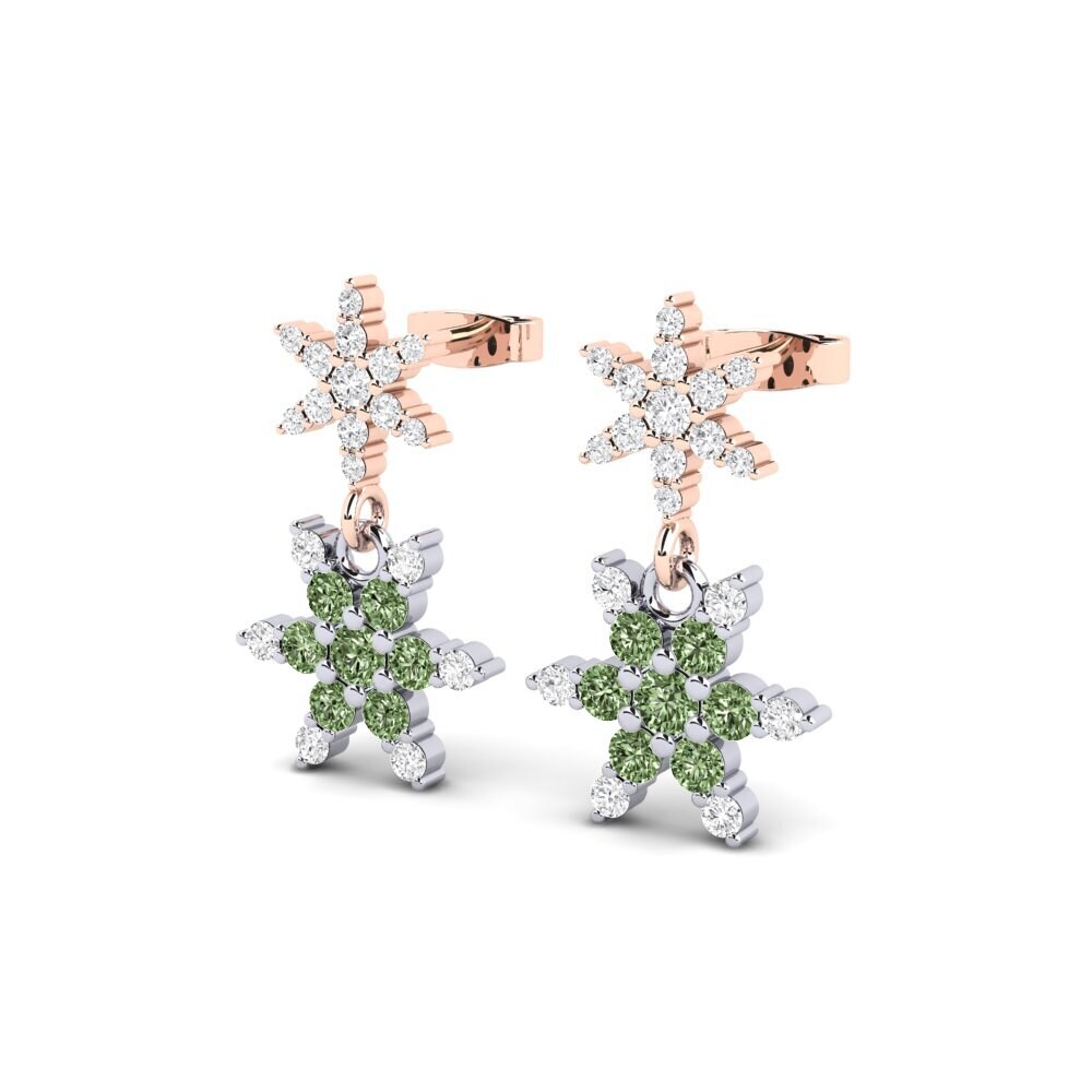 14k Rose & White Gold Green Diamond SYLVIE Earring Aotrom