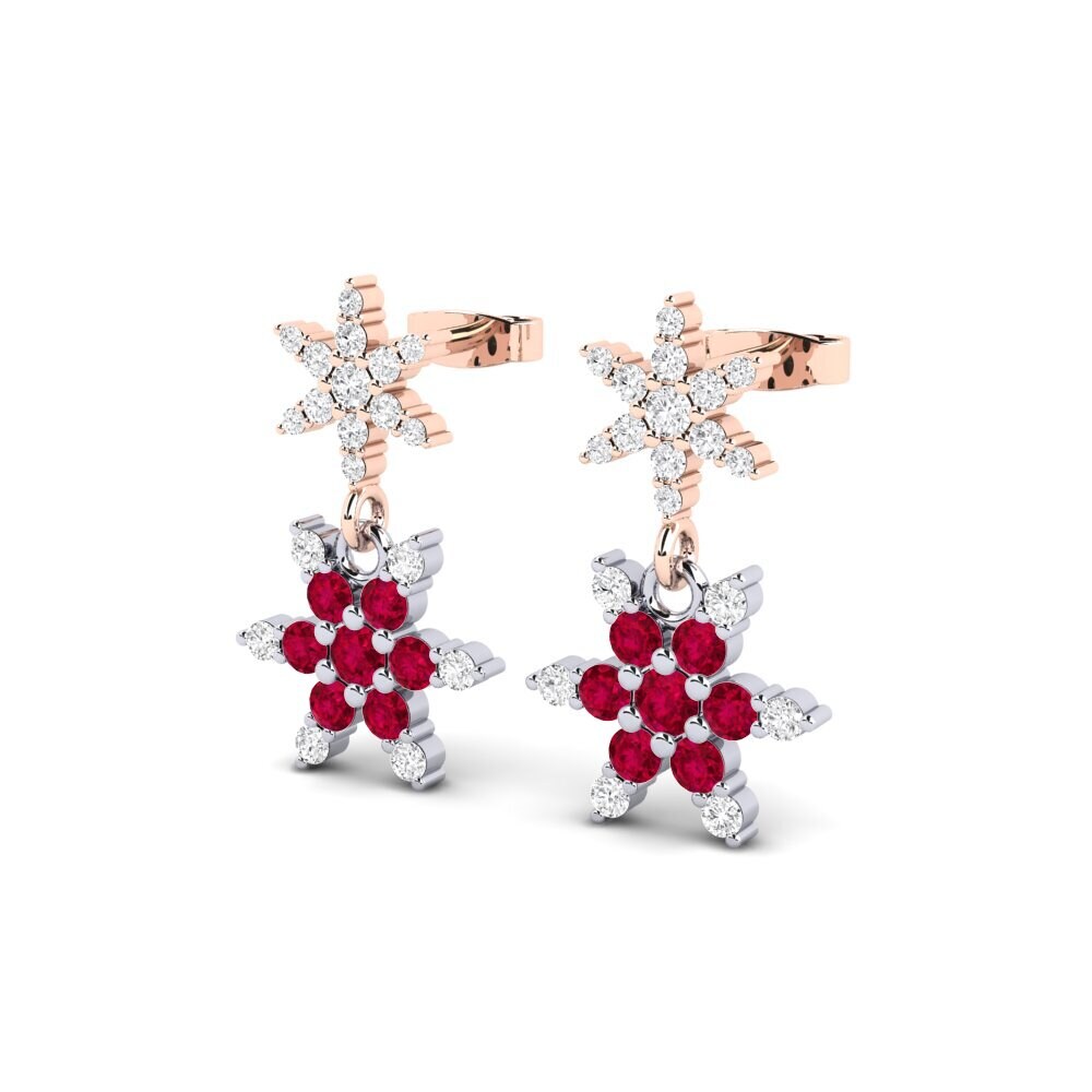 14K Rose & White Gold Ruby SYLVIE Earring Aotrom