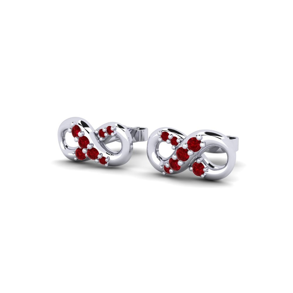 925 Prata de lei Zircônia Vermelha Brincos Feminino Apex