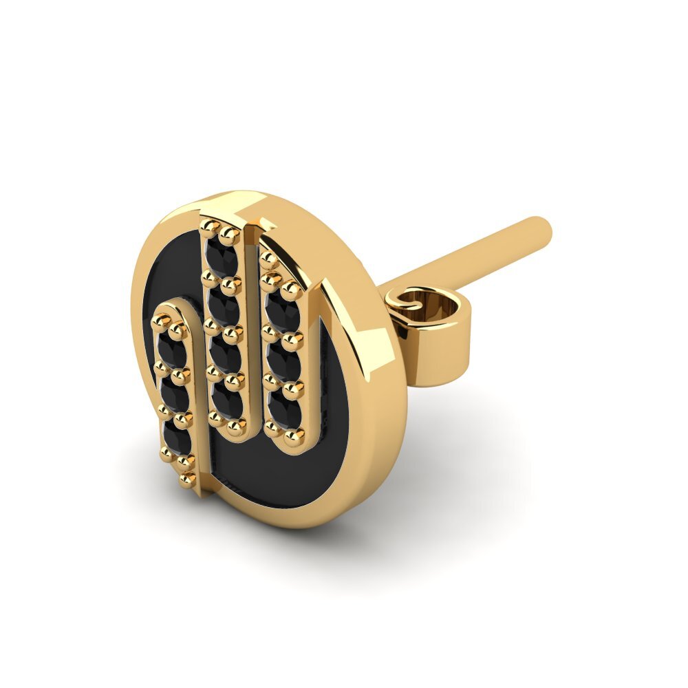 14k Oro Amarillo Ónix Negro Pendiente para hombre Apolonio