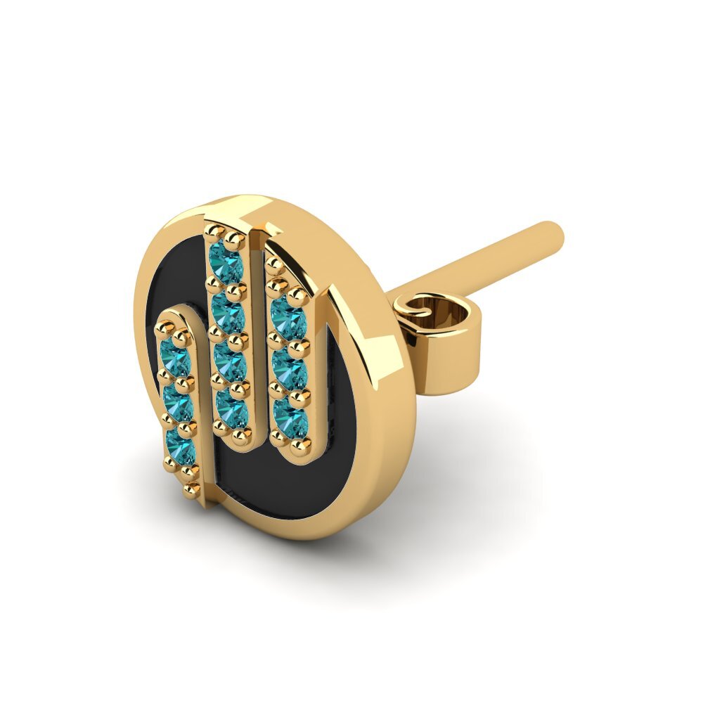 9k Oro Amarillo Diamante Azul Pendiente para hombre Apolonio