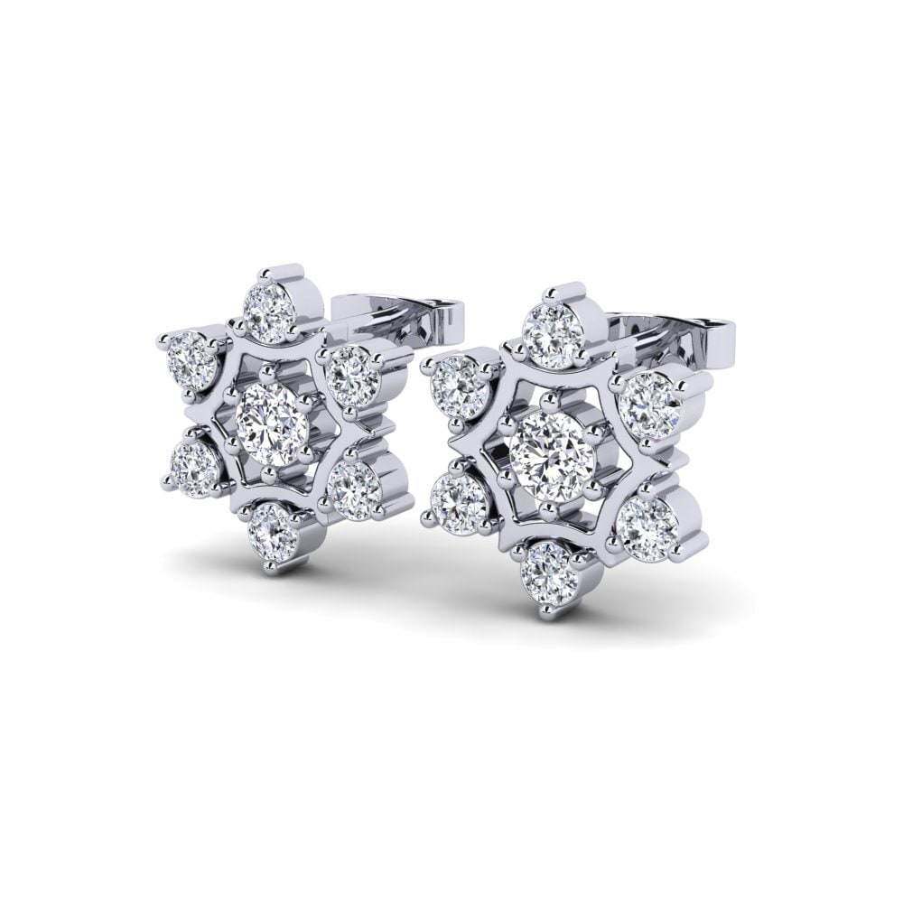 Ouro Branco 9K Diamante Produzido em Laboratório Brincos Feminino Appendance