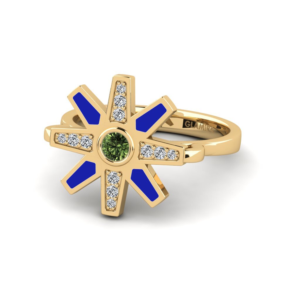 Ringe Stern Grüner Saphir